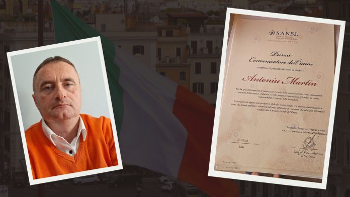 Antoniu Martin - premiat in Parlamentul Italiei
